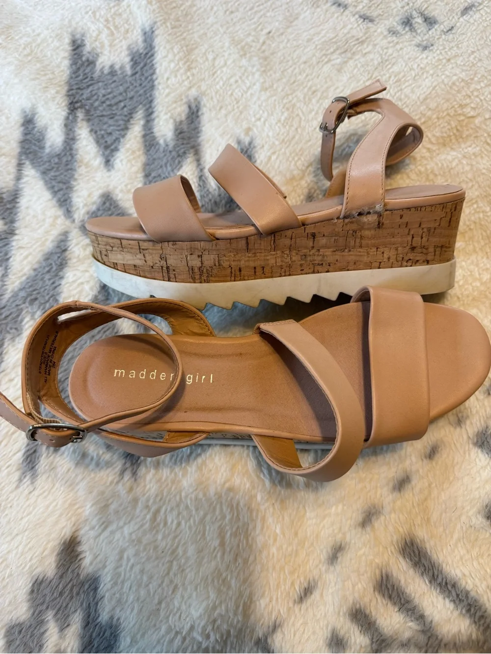 Madden Girl Blush Platform Cork Wedge Sandals